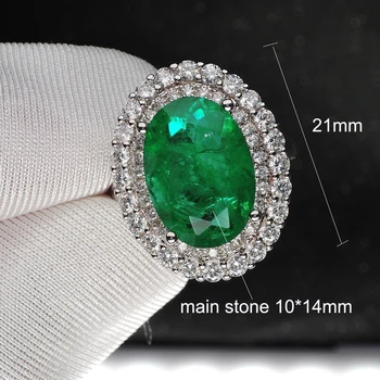 FFGems de Argint de Epocă create de Smarald verde roșu piatră mare Nunta Diamante mari Inele ovale pentru femei Cadouri Bijuterii Fine en-Gros