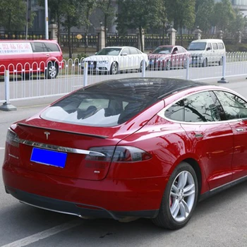 Fibra de Carbon Masina din Spate Spoiler Portbagaj pentru Tesla Model S 4 Usi Sedan Spoiler de Carbon Negru Mat Finisaj 2012 - 2016