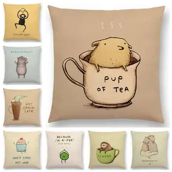 Fierbinte De Vânzare De Animale Desene Animate Drăguț Cuvinte Fericit Decorative Scrisori Amuzante Porecla Pisică Câine Pug Perna Decor Acasă Canapea Pernă
