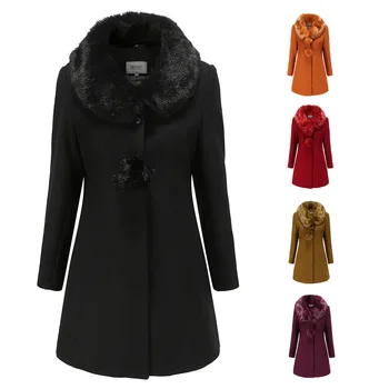 Fierbinte de vânzare haină de lână femei mari guler de lână haină de lână cald iarna mantou pentru femei