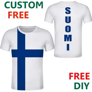Finlanda Personalizate tricou SUOMEN Steag Stema SUOMI Tricouri finlandeză Steagul cu cruce Albastră, Personalizate cu Numărul de Numele T shirt