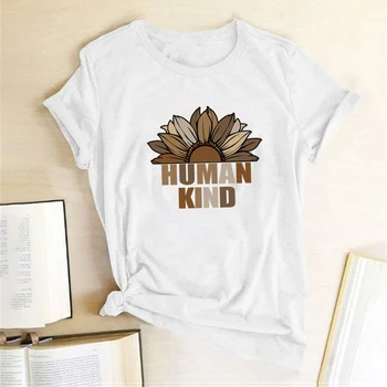 Floarea-soarelui Umane Fel de Imprimare T-shirt Femei Haine de Vara Femei Tricouri Grafic T Shirt Femei Simplu Camisetas Mujer Verano