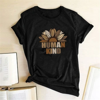 Floarea-soarelui Umane Fel de Imprimare T-shirt Femei Haine de Vara Femei Tricouri Grafic T Shirt Femei Simplu Camisetas Mujer Verano