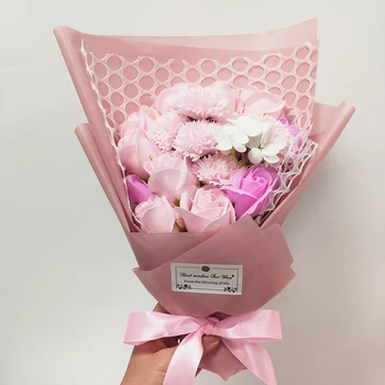 Flone Trandafir Roz Artificiale Săpun Buchet de Flori de ziua Mamei cadou Rose Flori de Nunta de Decorare Ziua Îndrăgostiților cadou de Ziua de nastere