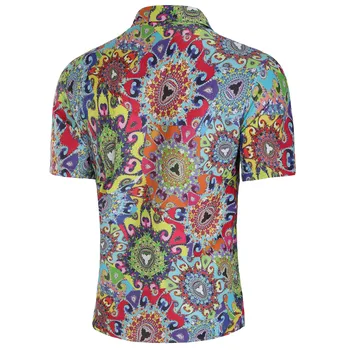 Florale Imprimare Tricou Barbati 2018 Brand Nou Maneci Scurte Floare Mens Dress Shirt Camisa Masculina