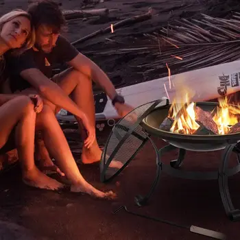 Foc în aer liber Groapă Arde Stand Portabil Camping Firepit Cu Ecran ochiurilor de Plasă Durabilitate Cadru Foc cu Lemne Carbune Aragaz, GRĂTAR Grătar
