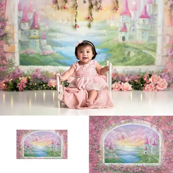 Fotografie fundal nou-născut copii castel baloane cu aer cald windows fundal fotografie de studio flori portret, sedinta foto video