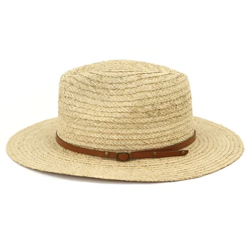 FS 2020 Vara Margine Largă Rafie Pălărie de Paie pentru Femei Beach Pălărie de Soare cu Protecție UV Bărbați Panama Pălărie Cu Panglică Chapeu Feminino