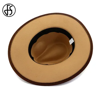FS Femei Elegante Fedora Pălărie Margine Largă de Lână, Pălării De Bărbați de Fetru de Culoare Gradient de Jazz Pălării Panama Biserica Epocă Cowboy Palarie Trilby