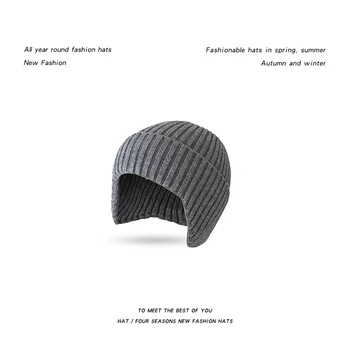 FS Iarnă Lână Pălărie Cu Urechi de Protecție Femei Pălării Tricotate Toamna Portocaliu Capac Beanie Pentru Barbati Streetwear Stil Japonez Capace 2020