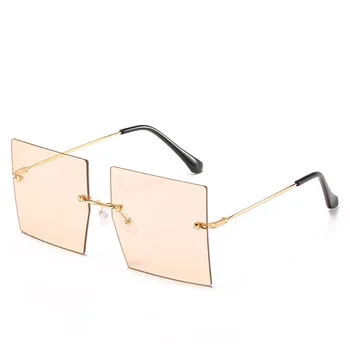 Fără ramă Pătrată Supradimensionate Maro ochelari de Soare pentru Femei Ochelari 2020 Simplu Moda negru albastru Brand de Lux Ochelari de Nuante Mare Oculos