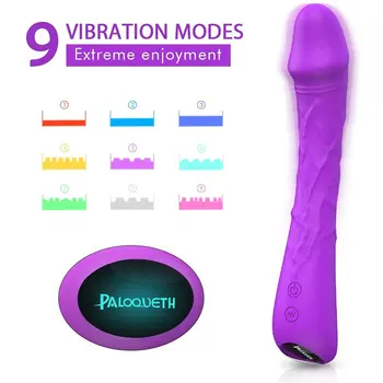 G Spot Vibrator cu Ax Flexibil 9 Vibrații Puternice Modele pentru Orgasme Multiple, Dildo Vibrator pentru Stimulare Clitoris