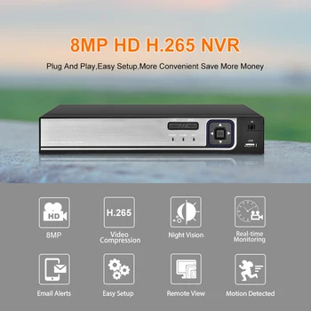 Gadinan 4K 8CH 4CH POE NVR ONVIF de Detectare a Feței Supraveghere, Securitate Video Recorder pentru Camera IP POE (1080P/4MP/5MP/8MP) XMEye