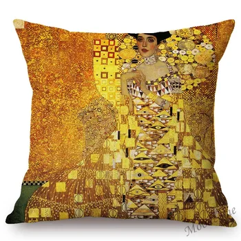 Galerie Arta Decoratiuni Pernele De Acoperire Cu Aur Galben De Culoare Gustav Klimt Pictură În Ulei Sărut Holul Hotelului Decor Acasă Canapea Pernă