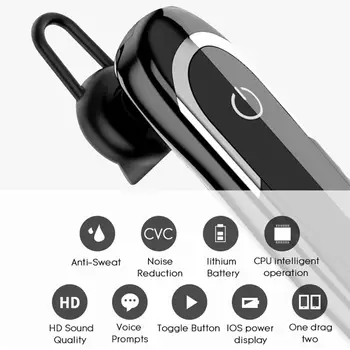 GDLYL Cască Bluetooth cu Microfon 32 de ore Timp de convorbire cu cască fără Fir de Sudoare dovada Sport Muzica Pavilioane Lungi Ultima Casca