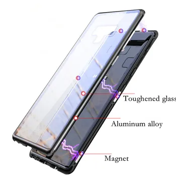 Geam Transparent Magnetic Flip Case Pentru Samsung S20 S9 S10 S8Plus S7Edge Note20 10 8 9 Metalice Din Aluminiu De Adsorbție A Acoperi
