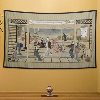 Gheișă japoneză decor acasă tapiserie Kanagawa imprimare agățat de perete Boem foaie yoga mat pătură canapea