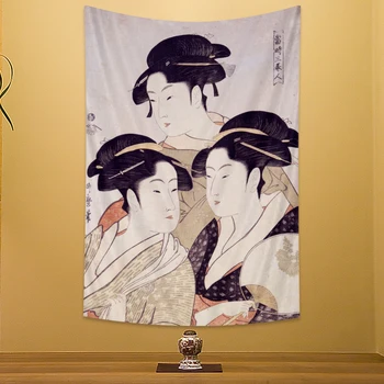 Gheișă japoneză decor acasă tapiserie Kanagawa imprimare agățat de perete Boem foaie yoga mat pătură canapea