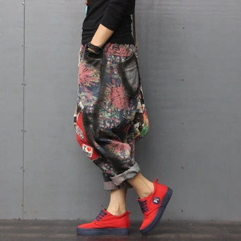 Glezna-Lungime Pantaloni de Blugi de Moda Pentru Femei Vrac Pantaloni Harem Streetwear Stiluri de Blugi Rufe Talie Elastic Gaura A0D-0665 Z20
