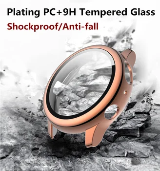 Greu PC+Sticla Placat cu Caz pentru Samsung Galaxy Watch Active 2 40mm 44mm Ecran Complet Capacul de Protecție Subțire, rezistent la Șocuri Bara Shell