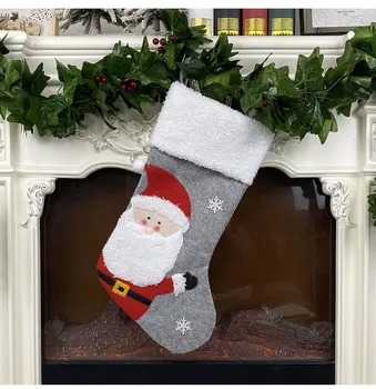 Gri Ciorap De Crăciun Moș Crăciun Om De Zăpadă Elan Șemineu Agățat Decor Scara Balustrada Ornamente De Crăciun Pandantiv An Nou Fericit 2020 Noel