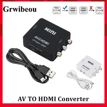 Grwibeou RCA AV la HDMI Convertor HD 1080P AV 2 Adaptor HDMI Pentru TELEVIZOR X cutie PS4, PC, DVD Proiector de Înaltă Calitate AV La HDMI Convertor