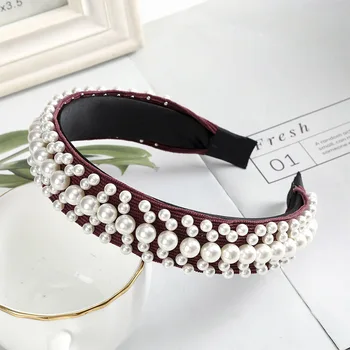 Haimeikang Pearl Elastic de Păr Cerc de Culoare Solidă Benzi Pentru Femei de Moda Benzile de Păr Șeful Hoop Noua Moda accesorii de Par