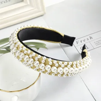 Haimeikang Pearl Elastic de Păr Cerc de Culoare Solidă Benzi Pentru Femei de Moda Benzile de Păr Șeful Hoop Noua Moda accesorii de Par