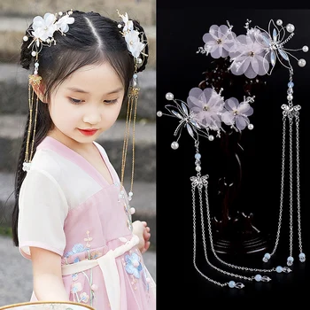 Han Fu frizură pentru copii antic accesorii de par fete ac de păr clip ciucure pas se agită costum fotografie China