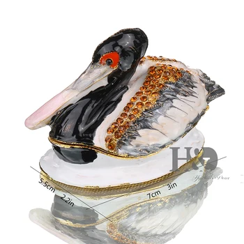 H&D Colorate Rață Sălbatică Cu Balamale Breloc Cutie Bejeweled Mână-Pictat Inel Titular Animale De Colectie Figurine Decor Cadou De Nunta