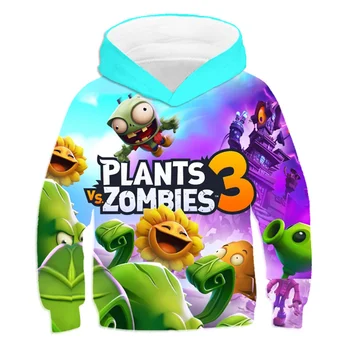 Hanorac Nou 4-14y Băiat-fată plante vs Zombie 3D Casual-tricou imprimat moda jumper cu mâneci lungi băiat-fată hoodie