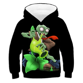 Hanorac Nou 4-14y Băiat-fată plante vs Zombie 3D Casual-tricou imprimat moda jumper cu mâneci lungi băiat-fată hoodie