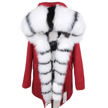 Hanorac real haină de blană de Vulpe geaca de iarna femei naturale de mare de vulpe Guler de Blană cu glugă Groasă Cald Blana de iepure linie parka