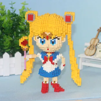 HC 9037 Anime Sailor Moon Tsukino Usagi Fata Fighter 3D Model DIY Diamond Mini Constructii Blocuri Mici Cărămizi de Asamblare Jucărie fără Cutie