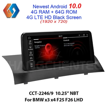 HD Ecran Negru 1920x720 Android 10.0 64G Ecran pentru BMW x3 x4 F25 F26 NBT Suport OEM iDrive Aux BT WiFi din Spate Cam GPS Sat Navi