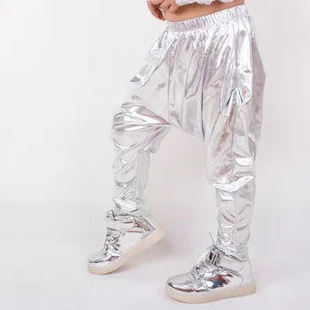 Heroprose 2018 personalitate de Moda de mare cracii pantalonilor pe scenă costume harem strada Argint hip hop pantaloni skinny copii