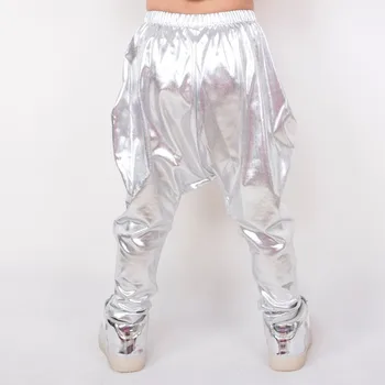 Heroprose 2018 personalitate de Moda de mare cracii pantalonilor pe scenă costume harem strada Argint hip hop pantaloni skinny copii