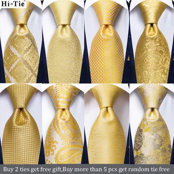 Hi-Cravată 8.5 cm de Lux Galben Carouri Paisley Matase Nunta Cravată Pentru Bărbați Moda Cravata Gravatas Cadou Barbati de Afaceri Cravată Petrecere
