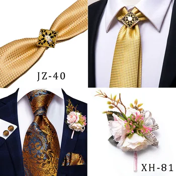 Hi-Cravată 8.5 cm de Lux Galben Carouri Paisley Matase Nunta Cravată Pentru Bărbați Moda Cravata Gravatas Cadou Barbati de Afaceri Cravată Petrecere