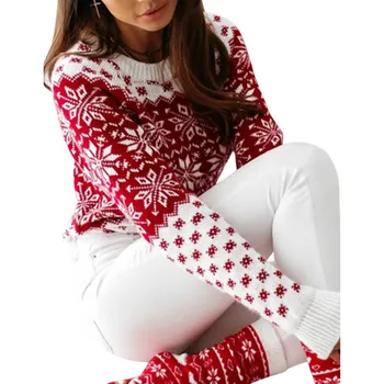 Hirigin Femei Toamna fulg de nea Tricotate Pulover de Crăciun Tricotaje 2020 Moda de Craciun Petrecere Acasă Pulover Plus Dimensiune S-2XL