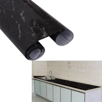 HOHOFILM 60cmx50cm Marmură Neagră tapet Vinil Auto-Adeziv Blat de Bucatarie Cabinet Autocolant Ulei-dovada Folosiți protecție