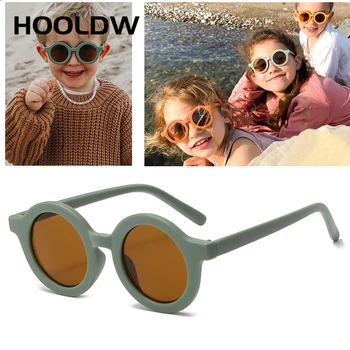 HOOLDW Noua Moda Rotund Copii ochelari de Soare Baieti Fete Epocă Ochelari de Soare pentru Copii Baby Protecție UV400 Ochelari de oculos de sol