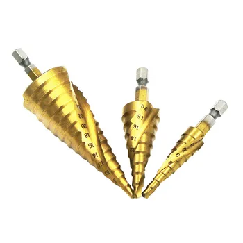 Hss Titan Pas burghie 4-12/4-20/4-32mm Spirală Canelate Pas Con Instrumente de Tăiere din Oțel de prelucrare a Lemnului Burghiu de Metal