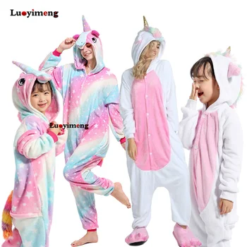 Iarna Animal Trusou Copii Kigurumi Unicorn Pijamale Pijamale Pentru Femei Adulte Pijama Fetita Haine Baieti Pijamale Salopete