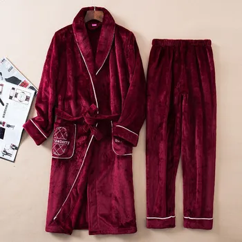 Iarna se Ingroase Set de Pijama Femei Halat, Pijamale Flanel 2 BUC Halat de&Pijamale Iubitorii Costum Rochie Kimono Coral Fleece Cald Haine de Acasă