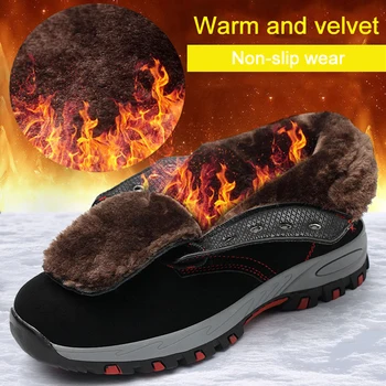 Iarna Siguranță Pantofi Pentru Bărbați Din Oțel Tep Ține De Cald Cizme De Lucru Anti Zdrobitor Anti Piercing Industriale De Catifea, Rezistent La Frig