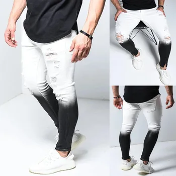 Idopy Mens De Moda Streetwear Blugi Cu Fermoare Glezna Slim Fit Denim Elastic Pictat Pantaloni Pantaloni Pentru Bărbați