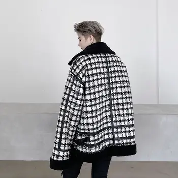 IEFB 2020 noua grila alb negru sacou cald pentru bărbați vrac stand guler gros strat de bumbac cu fermoar dimensiuni mari haina de iarna 9Y4456