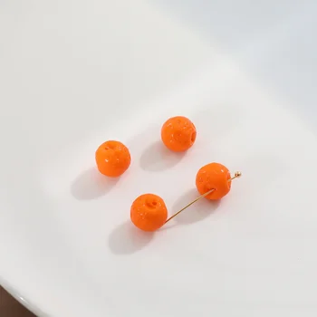 Import cehia Glazura de Culoare Portocaliu Fructe Pandantiv de Sticlă Manual DIY Ac de păr Ornament Cercei Accesorii Material 4buc
