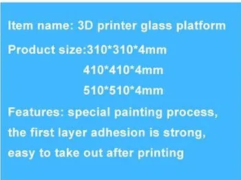 Imprimanta 3D Piese Pentru Creality CR-10 Serii Pat Încălzit Sticlă Borosilicată Dimensiune Placa 310/410/510*4mm Călită Călită